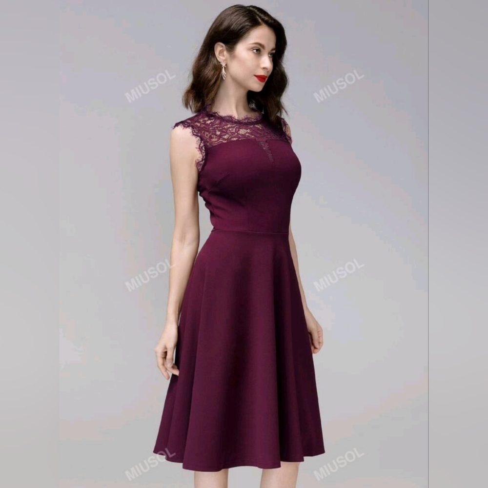 Miusol Women's Purple Lace Dress